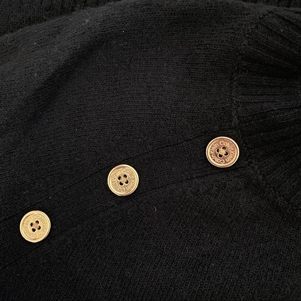 Calvin Klein Button-Detail Crewneck Sweater in Black Size XS NWT - Picture 6 of 12
